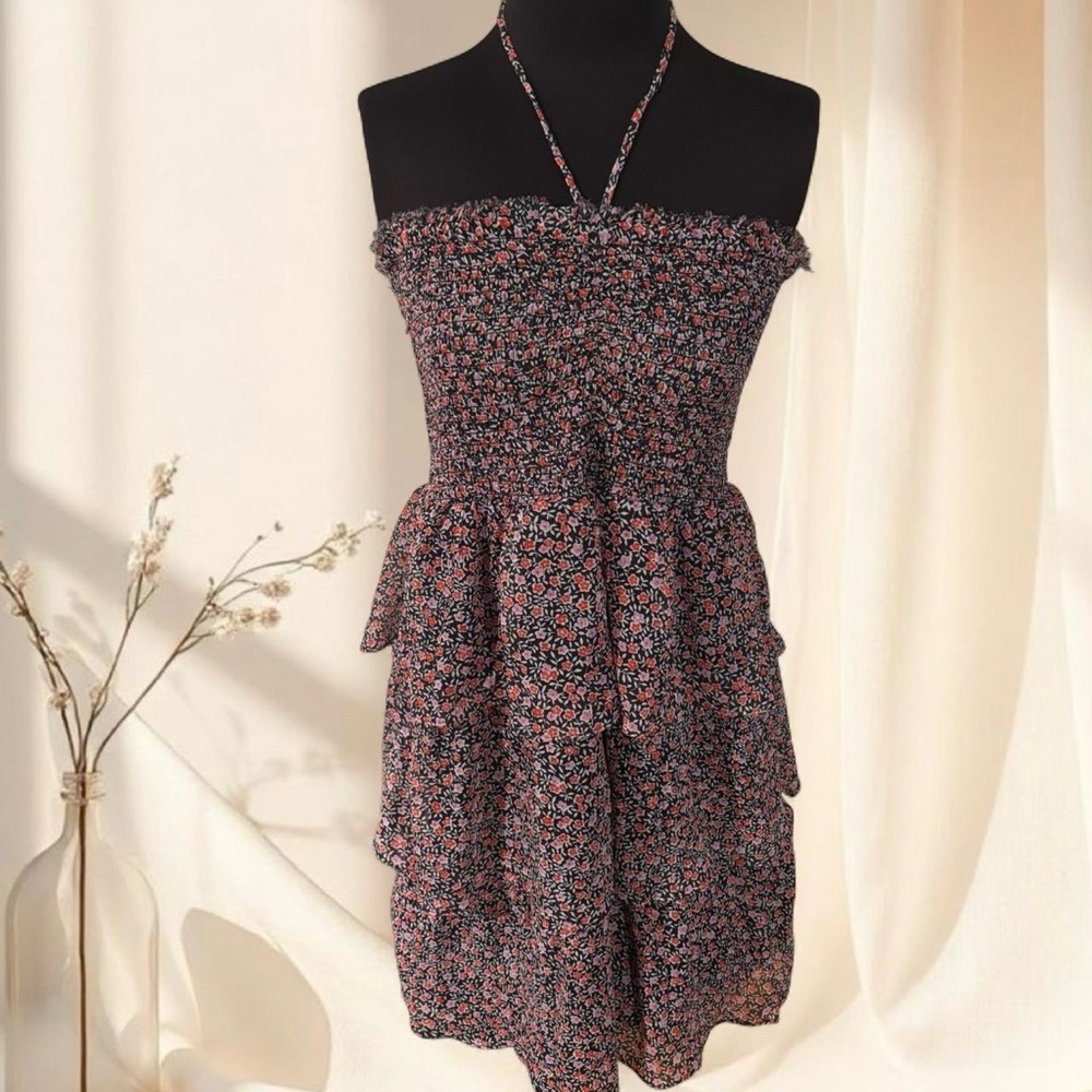 Y2K American Eagle Floral Babydoll Halter Dress